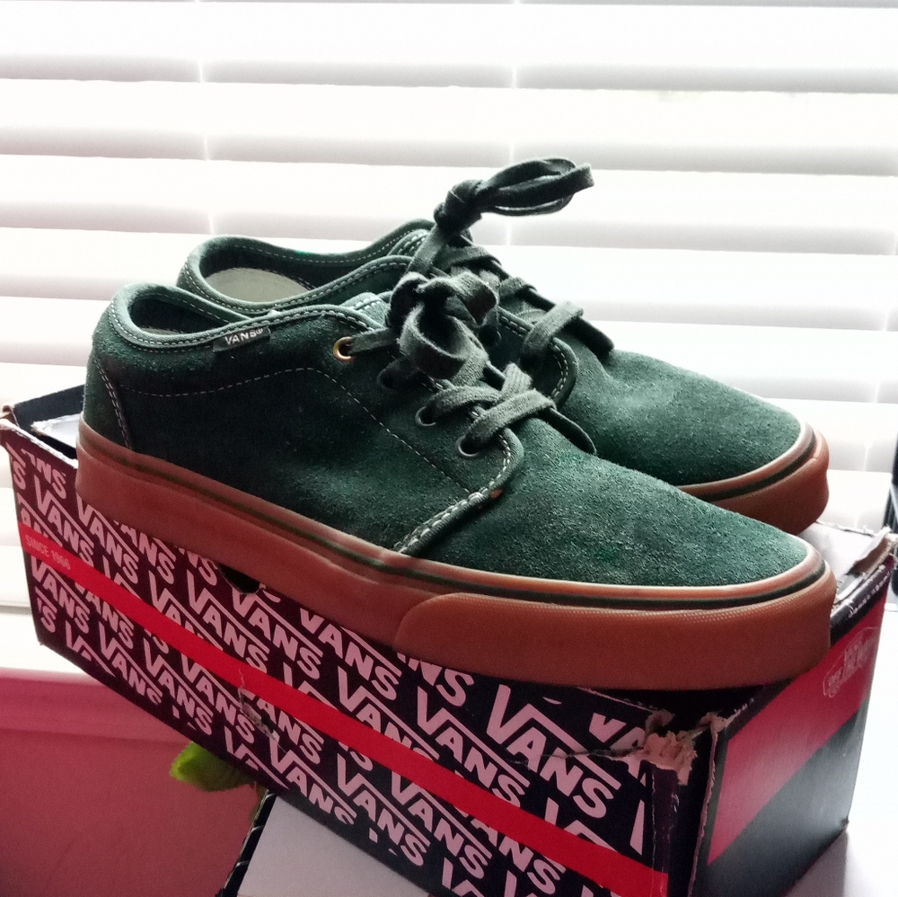 Hunter Green Suede Vans
